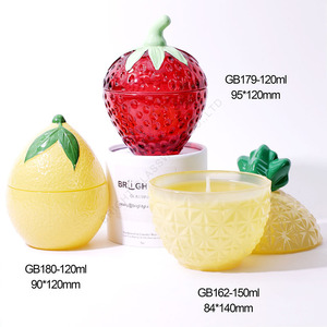 Wholesale Empty Strawberry Shaped Luxury Glass <strong>Candlestick</strong> <strong>Holder</strong> with Lid Eco-Friendly Heat Resistant Glass Candle Jars - Product Image 6