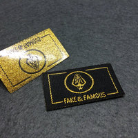 Étiquettes adhésives thermocollantes pour vêtements, logo personnalisé, étiquette tissée en damassé pour vêtements