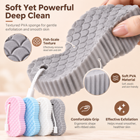 Éponge exfoliante douce à séchage rapide en PVA texturé pour le corps, avec corde de suspension, réutilisable pour la douche et le bain