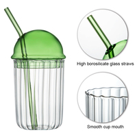 Ondulation Cocktail Tumbler Verrerie transparente Vintage Drinkware Café glacé Tasse à thé Verres à boire Tasse en verre côtelé avec couvercle Paille