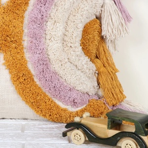 Funda de Cojín Bordada con Textura Boho, Color Marfil y Amarillo, con Flecos, 100% Algodón, Borde Cuadrado, Decoración para el Hogar, Precio al por Mayor - Product Image 2