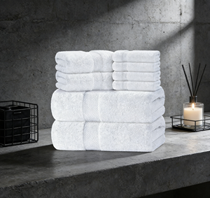 Ensemble <span class=keywords><strong>de</strong></span> 8 serviettes <span class=keywords><strong>de</strong></span> bain blanches <span class=keywords><strong>de</strong></span> luxe, 100% coton turc, 700 GSM, très absorbantes, 2 serviettes <span class=keywords><strong>de</strong></span> bain, 2 serviettes à main, 4 <span class=keywords><strong>d</strong></span>ébarbouillettes - Product Image 3