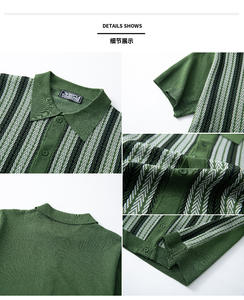 เสื้อโปโลแขนสั้นลายทางถักแบบลำลองสำหรับผู้ชายสไตล์ยุโรปอเมริกัน ไซส์ <span class=keywords><strong>M</strong></span>-3XL - Product Image 4