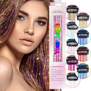 6 Piezas de Extensiones de Cabello con Clip de 19.6 Pulgadas, Brillantes y Relucientes, con Purpurina - Product Image 4