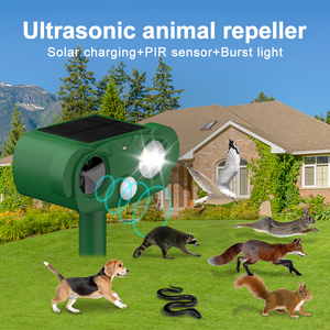 Cour extérieure Couverture étendue Répulsif solaire à ultrasons pour animaux Dispositifs de lumière stroboscopique de jardin Répulsif pour animaux étanche - Product Image 2
