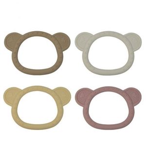 Anneau de dentition en silicone pour bébé en forme d'ours, de qualité alimentaire, anneau de dentition bio pour apaiser les bébés et soulager les gencives douloureuses - Product Image 1