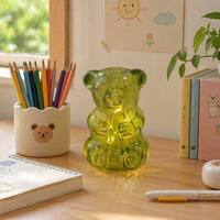 Lampe Ours en Verre Semoé Artisanale de 17 cm - Luminaire de Table LED en Verre Bulle Fantaisie pour Décoration de Chambre d'Enfant et Cadeaux