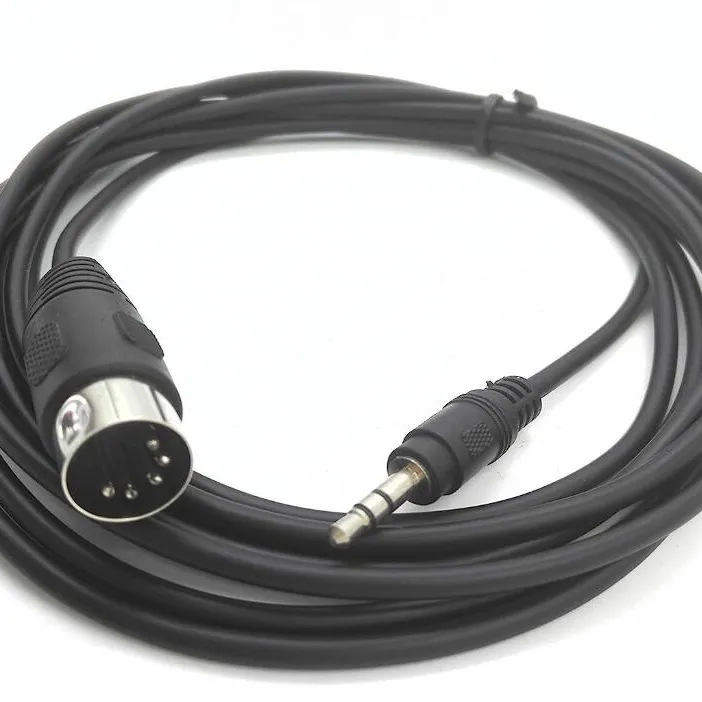 5 Pin Din colokan MIDI ke 3.5mm(1/8in) TRS Stereo Male Jack kabel Audio Stereo untuk memainkan sinyal alat musik elektronik