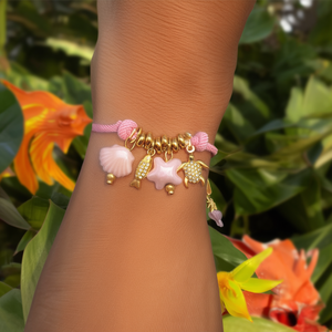 Fashion Charm <b>Bracelet</b> Pink <b>Rope</b> Gold Plated Sea Life Charms Women's Jewelry - Product Image 3
