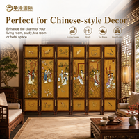 Paravent décoratif à 6 panneaux HUAZE, artisanal, en feuille d'or, pour femmes, élégance chinoise intemporelle, MF-P3008G