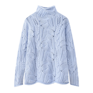 GUOOU personalizado Cable flor tejido silueta Oversize Plus Cachemira Jumper suéter mujeres - Product Image 3