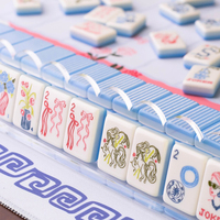 Exclusivo Juego de Fichas de Mahjong de Lujo con Rayas Azules Personalizadas, 160 Piezas, Acrílico Pulido a Mano de 3 Capas, Entretenimiento Americano, Póker