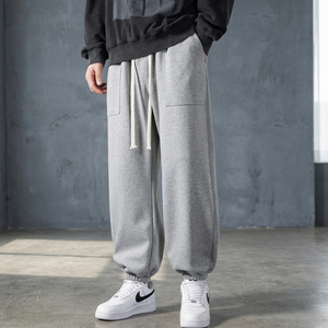 Pantalon de survêtement harem mi-taille pour homme, coupe ample et épaisse, avec cordon de serrage réglable, couleur unie, grandes tailles, automne/hiver - Product Image 2
