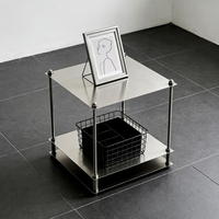 DIY Gebürsteter Silberner Edelstahl Nachttisch Versandmontiert Luxuriöses Modernes Modulares Schrank-Aufbewahrungsregal mit Verstellbarer Höhe