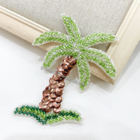 PH162 Appliques en tissu 3D personnalisées avec strass, patchs faits à la main, patch palmier perlé pour vêtement