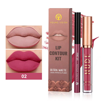 Haute qualité 6 couleurs antiadhésif tasse mat lèvre Liner étanche brillant à lèvres Kit brillant à lèvres + Lipliner 2 pièces ensemble