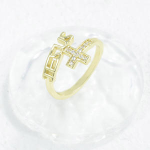 Anillos de Eternidad con Cruz de Jesús, Chapados en Oro Amarillo de 14k, con Circonitas, Joyería Religiosa Cristiana para <span class=keywords><strong>Hombre</strong></span> y Mujer - Product Image 3