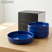 Assiette jetable en céramique bleue de 7,4 pouces pour pâtes, écologique, pour restaurant et hôtel, liquidation de stock
