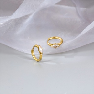 Fashion <b>Fine</b> Stainless Steel Zircon Charm <b>Earring</b> 18k Gold Plated Hoop <b>Earring</b> - Product Image 5