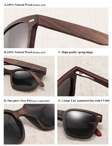 แว่นกันแดดแฟชั่นไม้ม้าลายโพลาไรซ์และไม้ไผ่สำหรับทุกเพศทุกวัย กรอบวินเทจทำมือ - Product Image 6