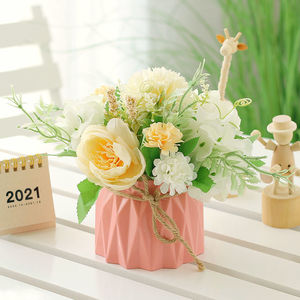 Plantas Artificiales en Maceta con Flores Realistas de Seda, Rosas, Peonías y Margaritas, Plantas Artificiales en Macetas para Decoración de Hogar, Oficina, Mesa y Escritorio - Product Image 6