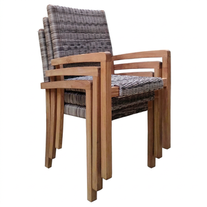 Stacking Rattan <b>Chair</b> Teak Wood Patio Garden <b>Stackable</b> <b>Chairs</b> Indonesia <b>Outdoor</b> Furniture - Product Image 1