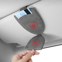 Clip magnétique pour lunettes de soleil en daim durable pour pare-soleil de voiture, étui en cuir perforé à adsorption automatique, compatible avec Honda, Ford, Jeep, VW
