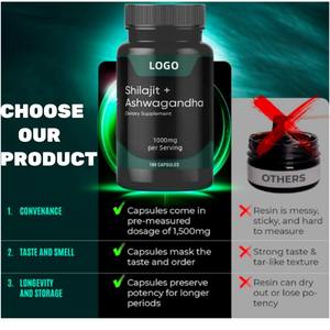 Sıcak satış <span class=keywords><strong>OEM</strong></span> Shilajit Vitamin takviyesi kapsül organik Shilajit ashashandha kapsül - Product Image 4