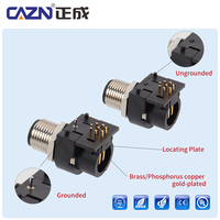 CAZN Factory M12 Zócalo de orificio curvo 2-12 pines B D Conectores macho hembra Gran volumen 90 grados PCB Soportes de panel de metal
