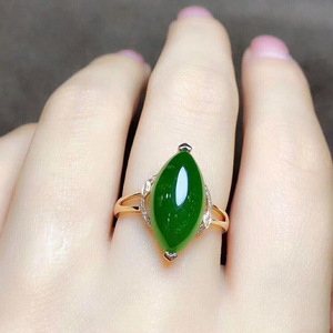 Chính Hãng Tự Nhiên Xanh Ngọc Đá Quý Có Thể Điều Chỉnh Đám Cưới Ban Nhạc Nhẫn Bạc 925 Nam Nữ 22X12 Mm Giọt Nước Hợp Thời Trang Kỷ Niệm - Product Image 3