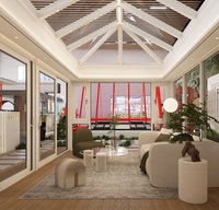 Véranda en aluminium à toit en pente avec cadre à rupture de pont thermique, verre isolant, toit triangulaire, salle de jardin, solarium personnalisé pour patio arrière