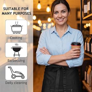 Tablier personnalisé avec logo imprimé, motif artistique, avec poches, pour restaurant, cuisine, café, chefs, serveurs, serveuses, demi-tabliers - Product Image 6