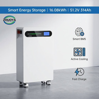 Système de stockage d'énergie domestique sur pied de 16,08 kWh, batterie solaire 51,2 V 314 Ah avec roues pour une installation facile