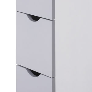 Meuble <span class=keywords><strong>de</strong></span> rangement autoportant blanc étroit mince pour toilettes, meuble d'angle avec portes et étagères - Product Image 4