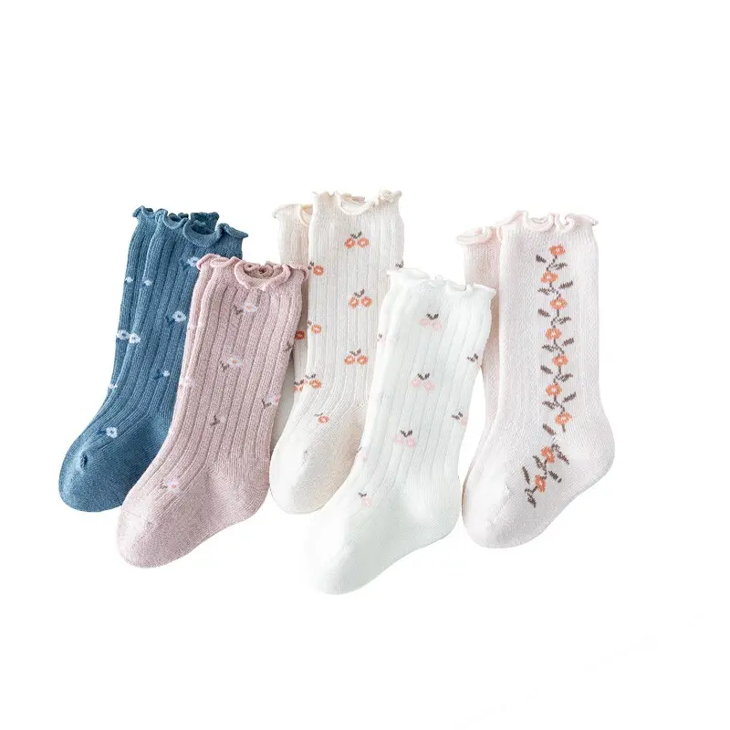 Free samples Newborn Baby Pure Cotton Soft Comfort Princess Flowers Baby Ruffle Socks Baby Girl Socks for 0-5 Years