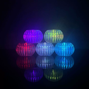 Lámpara <span class=keywords><strong>LED</strong></span> con Diseño de Bola a Rayas Verticales, Simulación de Llama Transparente, Decoración para Bodas y Hogar, en Venta - Product Image 2