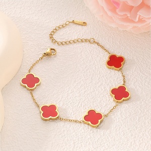 Pulsera de Cadena de Acero Inoxidable con Baño de Oro 18K, Resistente al Agua, con Dije de Flor, Joyería de Diseño de Lujo, Unisex, para Regalo - Product Image 5