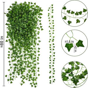 2Pcs 6Ft Plante suspendue Feuilles de saule en soie Guirlande de lierre Faux Vignes italiennes Décoration de verdure pour intérieur extérieur - Product Image 4