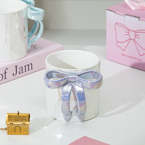 12oz Bow Handle <b>Ceramic</b> <b>Mug</b> High Quality Stocked Dishwasher Safe Business Economical Gift for Girls - Product Image 1