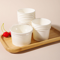 Tasses à crème glacée en papier blanc jetables personnalisables de 6oz, tasses non revêtues écologiques, style imperméable à mur unique