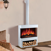 Cheminée électrique autoportante de haute qualité au design moderne, effet de flamme LED, thermostat réglable, usage domestique, version anglaise