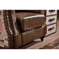 Nidea Amerikanischer Vintage Handgefertigter Chesterfield-Sessel mit Hoher Knopfheftung und Echtleder-Bezug für Schlafzimmer und Lounge