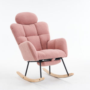 Sedia a dondolo reclinabile contemporanea in velluto rosa per soggiorno o appartamento per il tempo libero modello di sedia - Product Image 5