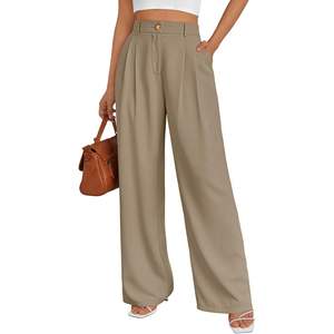 2025 femmes respirant jambe large robe pantalon affaires tenues décontractées avec taille élastique froissé Techniques pour filles dames - Product Image 2