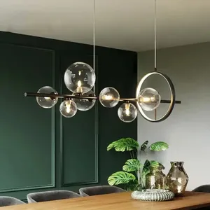 Роскошный светодиодный подвесной светильник в скандинавском стиле со стеклянными шариками для гостиной, обеденного стола, домашнее освещение, Подвесная лампа в новом стиле