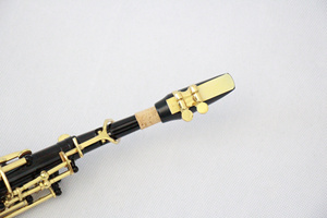 B sassofono Soprano dritto piatto con tasti oro laccato nero corpo ottone sassofono all'ingrosso Sax Soprano - Product Image 3