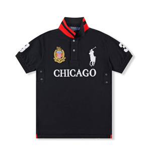 Soldes d'été transfrontalières : Chemise décontractée à manches courtes et col à revers en coton peigné respirant, lavable en machine, grande taille, avec lettres imprimées - Product Image 1