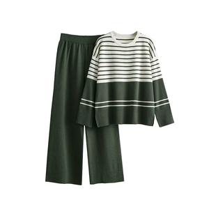 Vente en gros de vêtements design Offre Spéciale anti-rides col en O couleur bloc haut pour femme manches longues pulls rayés chauds pour femmes - Product Image 2