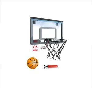 ボールとバンプ付き屋内ウォールマウントバスケットボールリム電気自動スコアリングボードバスケットボールフープおもちゃ