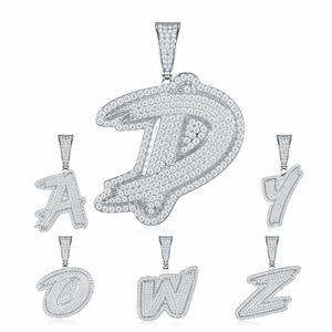 925 <b>Silver</b> Moissanite Bubble Letter HipHop <b>Pendants</b> Custom <b>Initial</b> Iced Out <b>Pendant</b> Luxury Streetwear Jewelry <b>Pendants</b> - Product Image 5